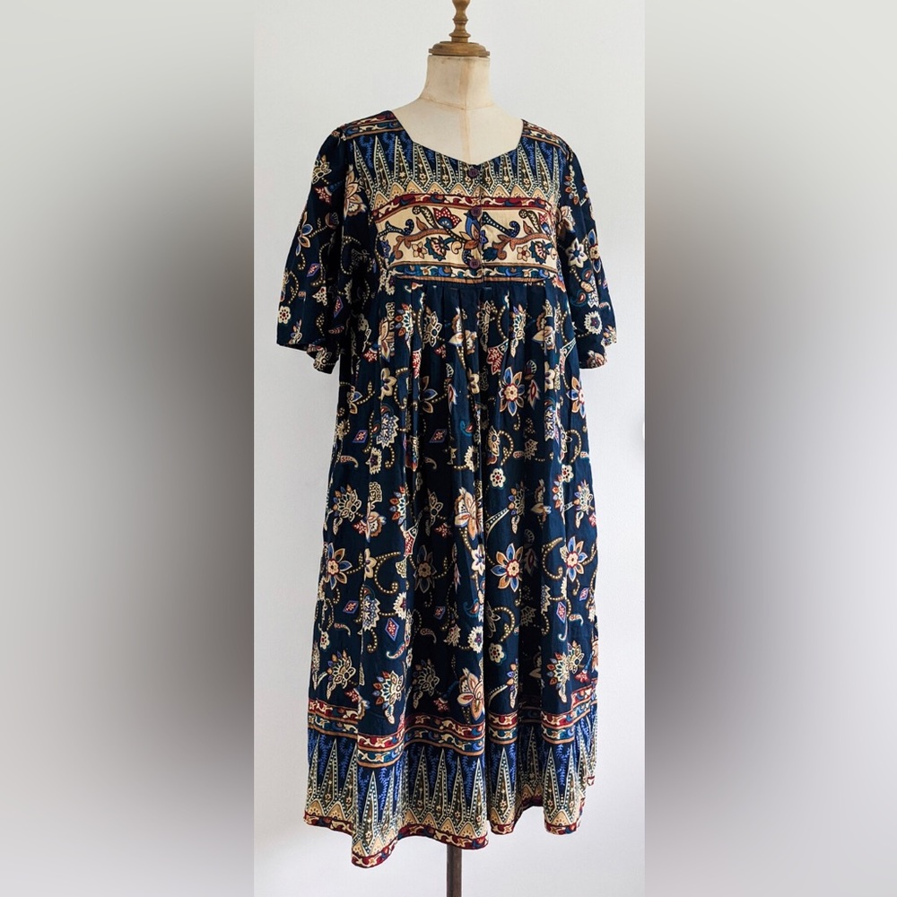 Vintage 1980s Indian style floral dress